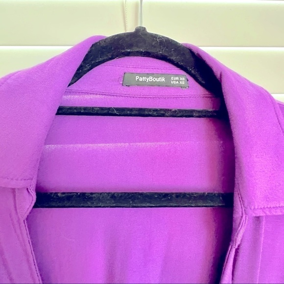 Patty Boutik Purple Collared Wrap Tie Long Sleeve Blouse Top! - Picture 3 of 10